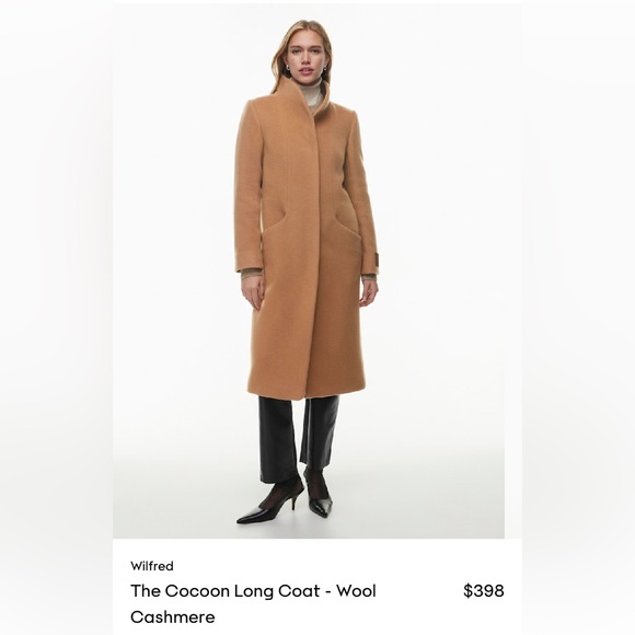 BNWT Aritzia Wilfred The Cocoon Streamlined Italian Soft Wool Cashmere Long Coat - Picture 1 of 17